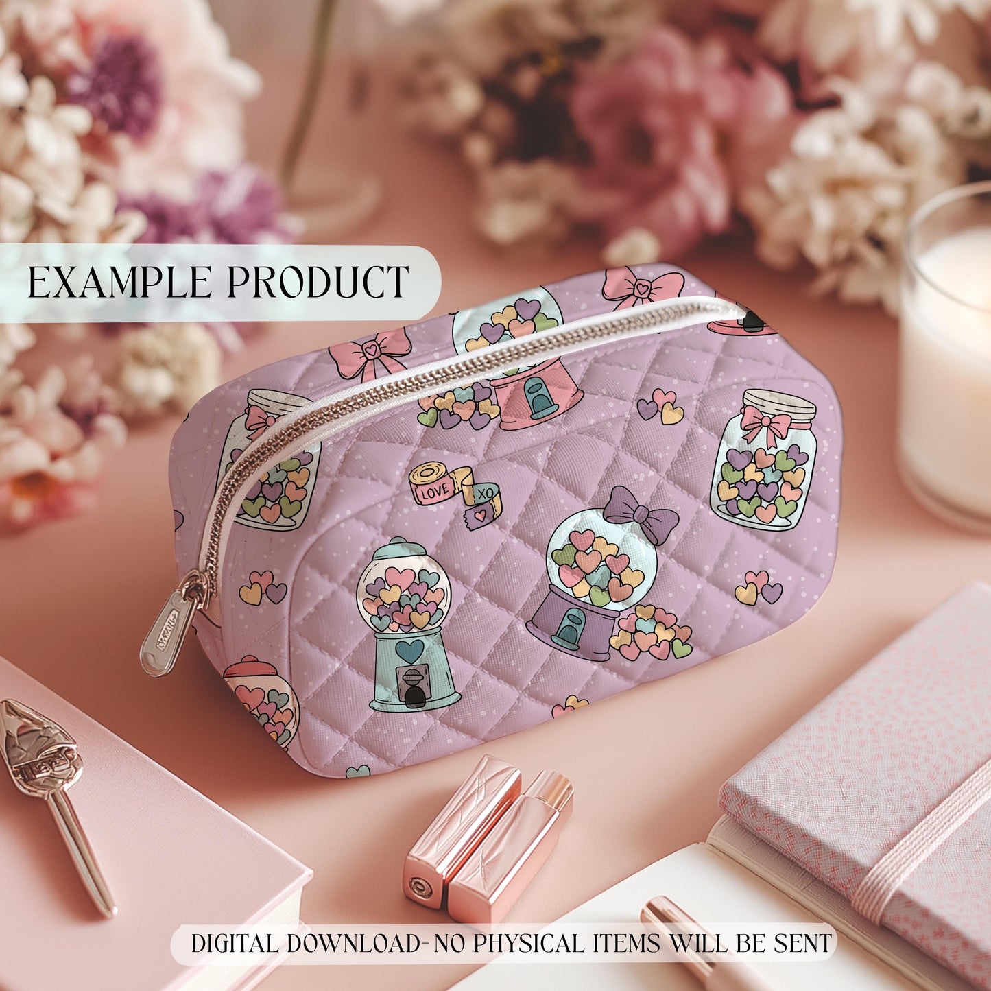 Gumball Heart Seamless Pattern, Valentine's Day Design, Cute Heart Candy, Love Themed Digital Download