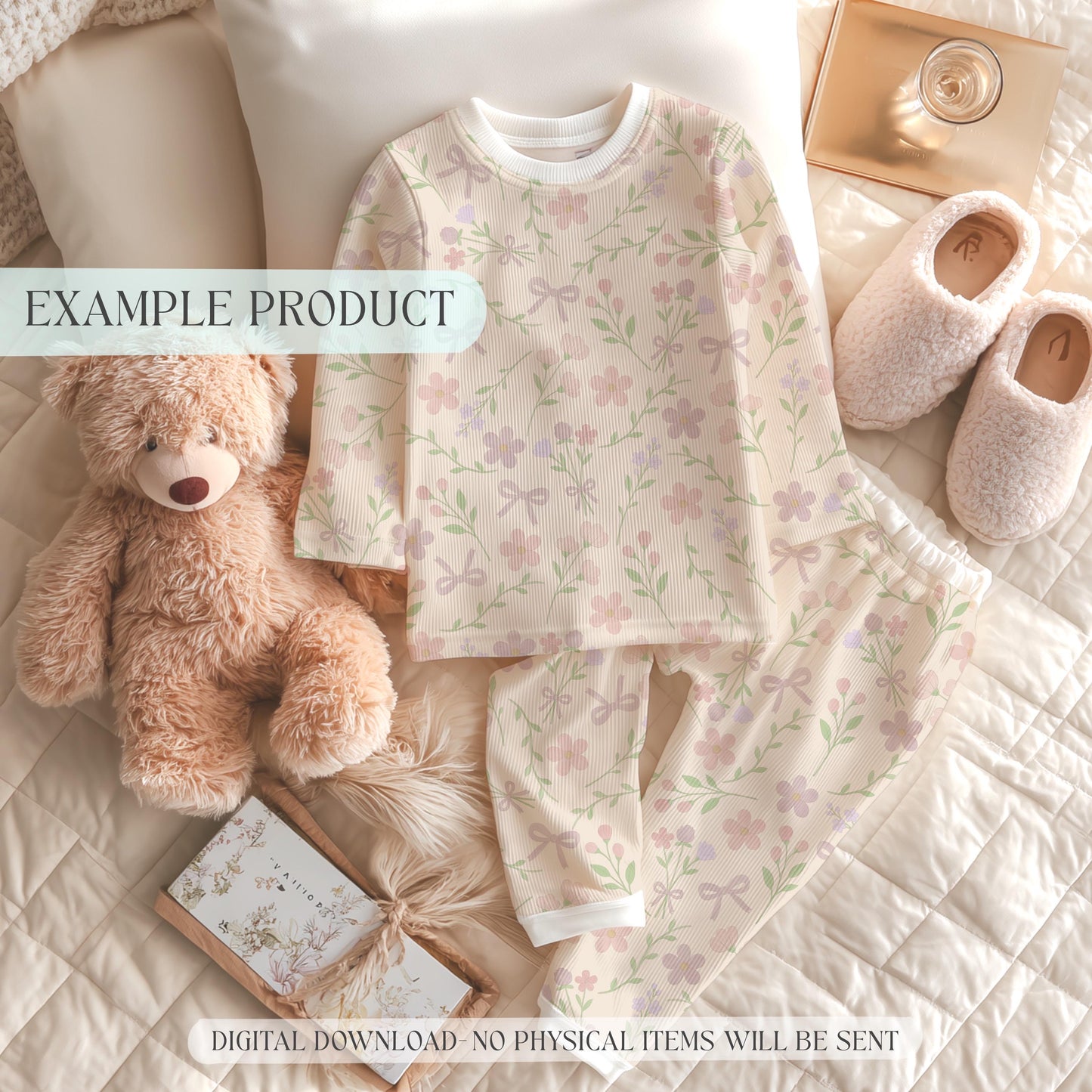 Seamless Wildflower Coquette Bow Pattern, Digital Download, Floral Design, Cute Aesthetic