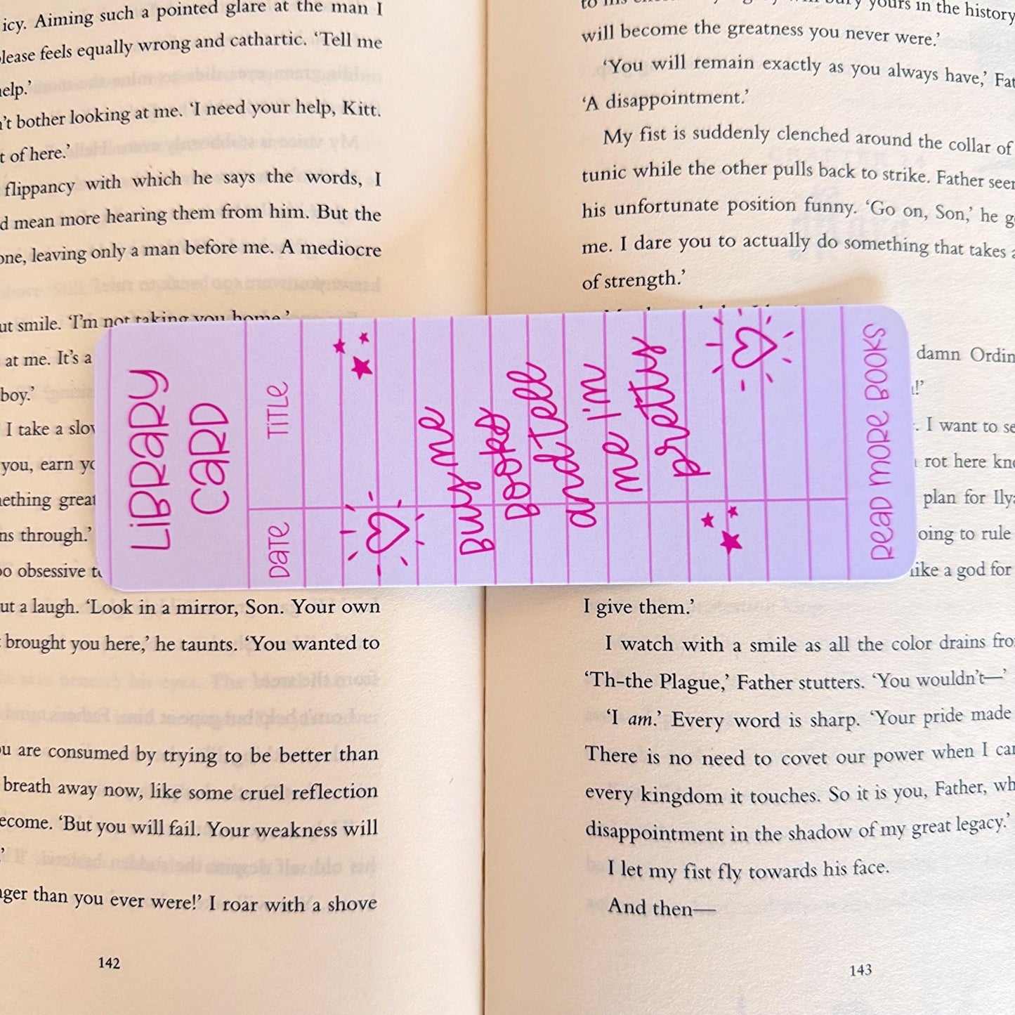 Pink Library Card Bookmark - Coquette Cloud Co