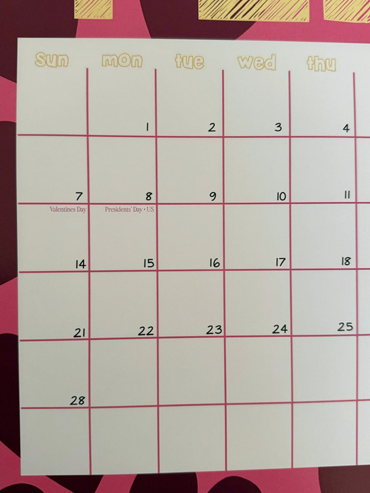 2027 A4 Wall Calendar - Coquette Cloud Co