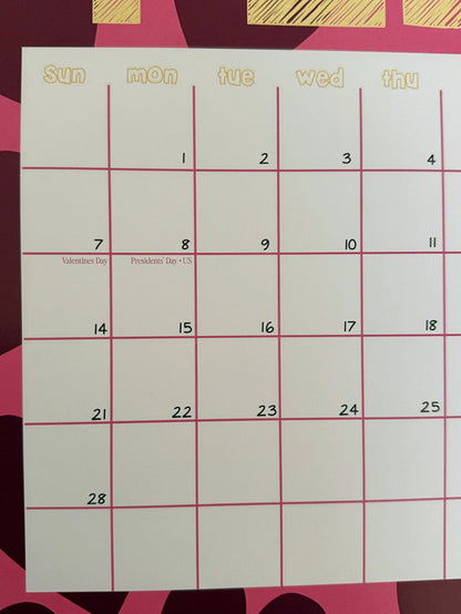 2027 A4 Wall Calendar - Coquette Cloud Co