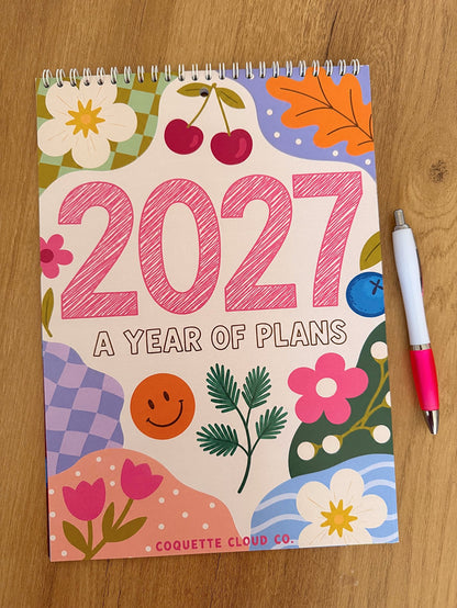 2027 A4 Wall Calendar - Coquette Cloud Co