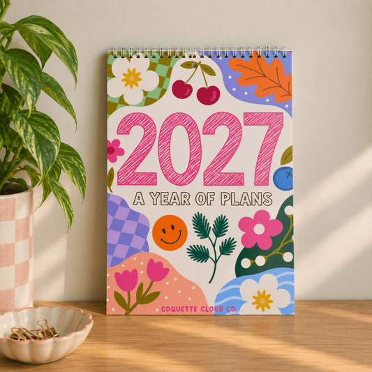 2027 A4 Wall Calendar - Coquette Cloud Co