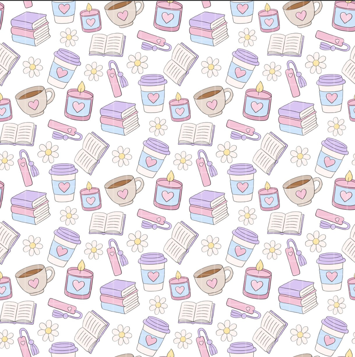 Books and Coffee Seamless Pattern