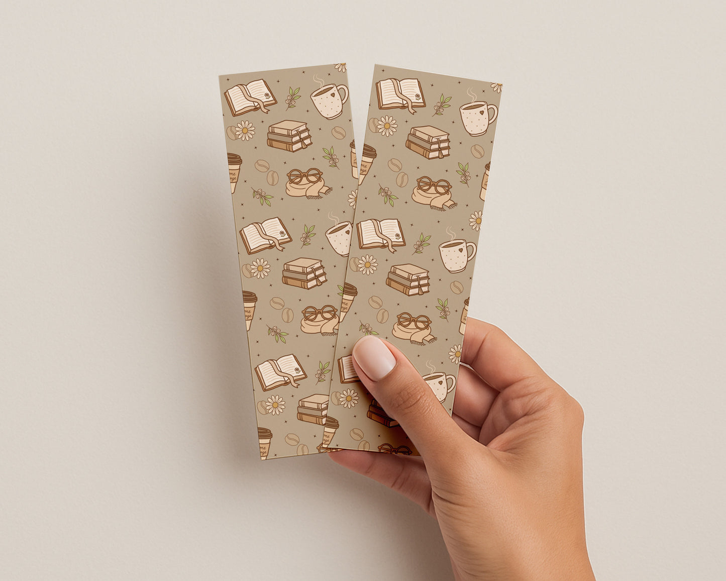Beige Books & Coffee Bookmark
