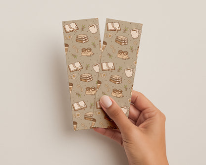 Beige Books & Coffee Bookmark
