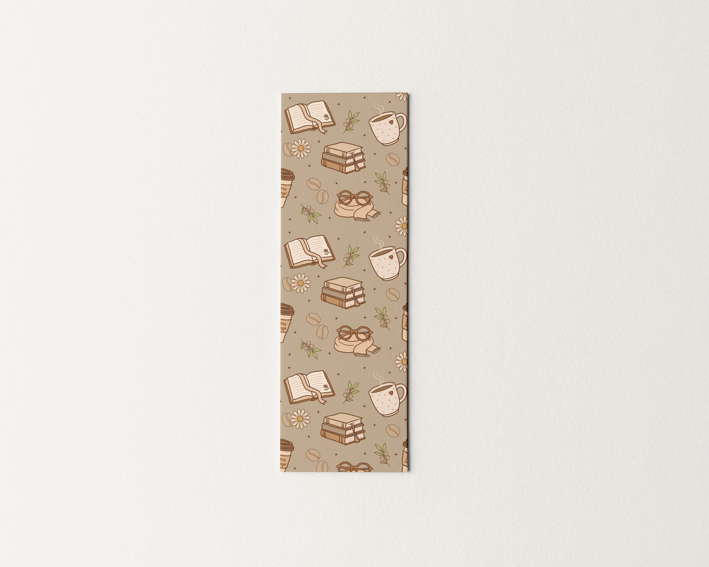Beige Books & Coffee Bookmark