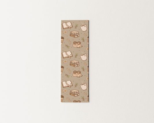 Beige Books & Coffee Bookmark