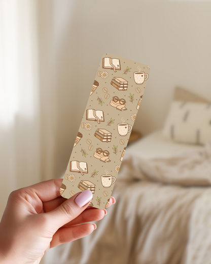 Beige Books & Coffee Bookmark