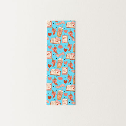 Bookmark with smut bookish pattern on a light gray background