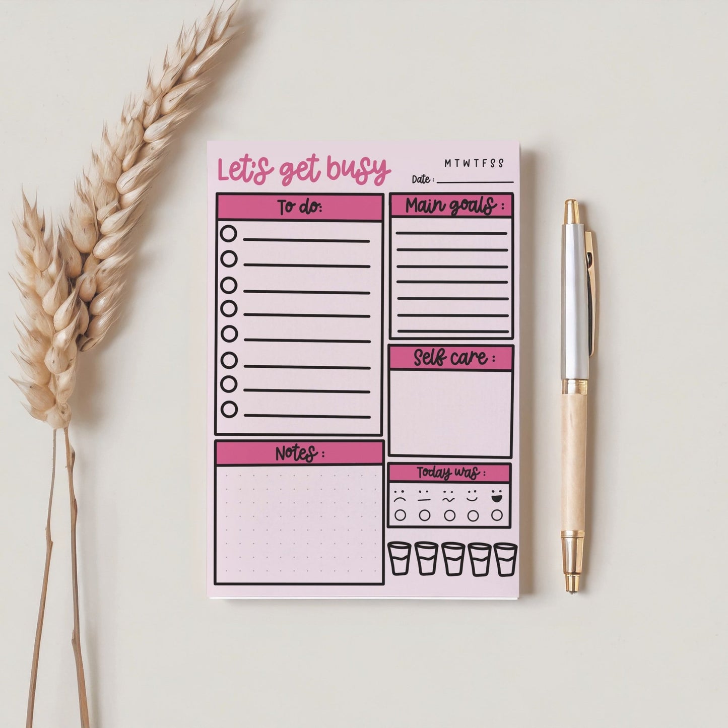 A5 Daily Planner Notepad – Gentle Daily Planning - Coquette Cloud Co