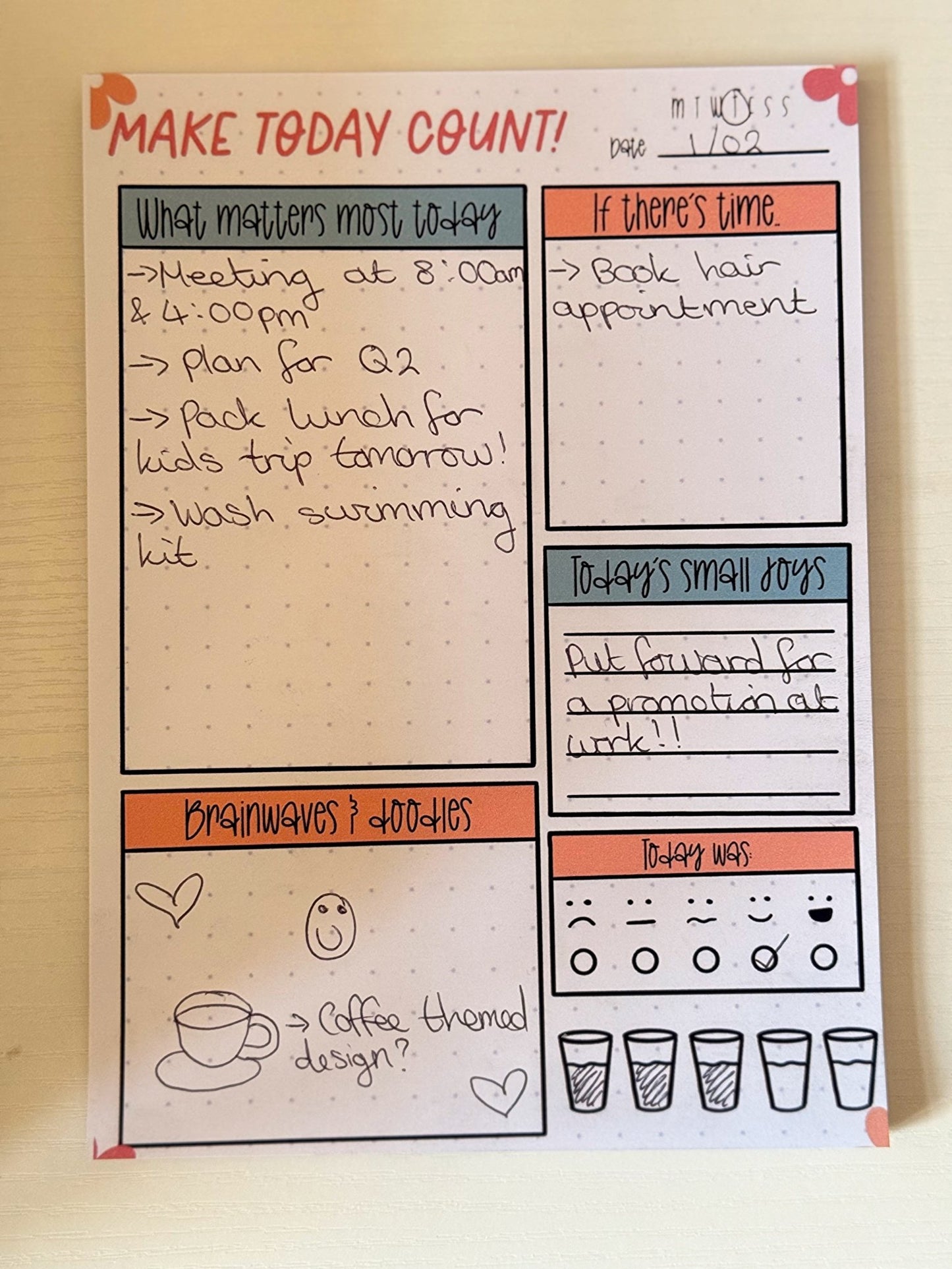 A5 Daily Planner Notepad – Gentle Daily Planning - Coquette Cloud Co