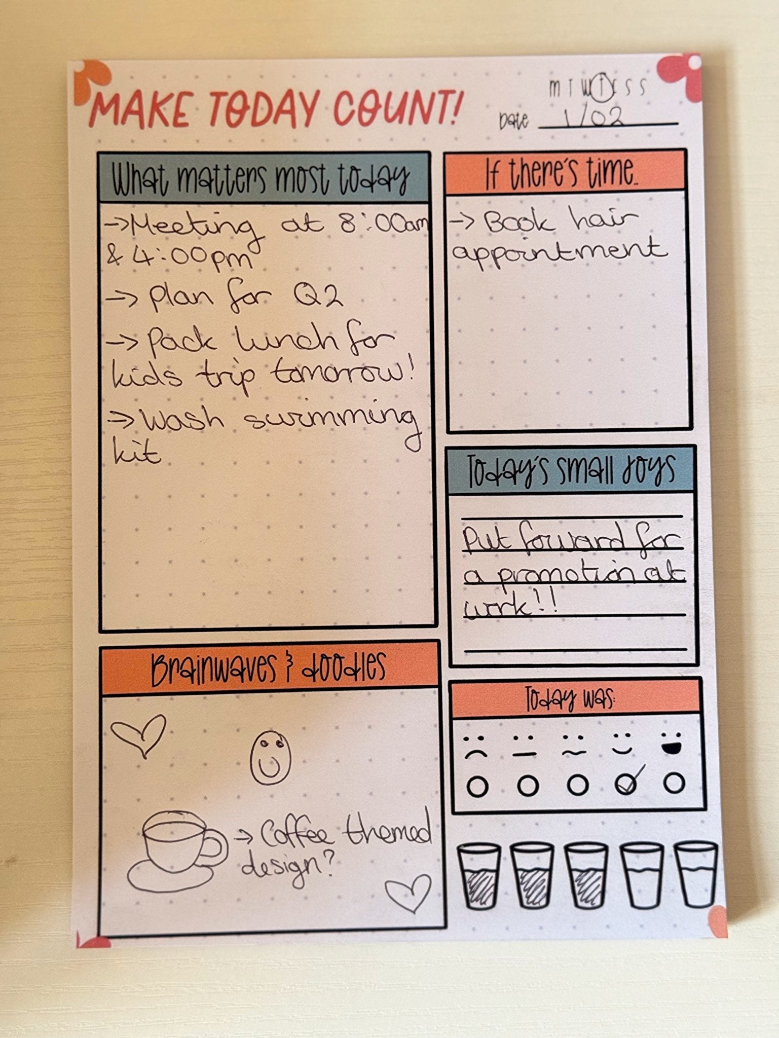 A5 Daily Planner Notepad – Gentle Daily Planning - Coquette Cloud Co