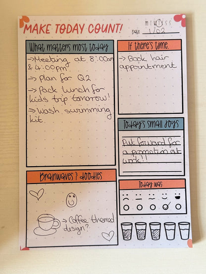 A5 Daily Planner Notepad – Gentle Daily Planning - Coquette Cloud Co