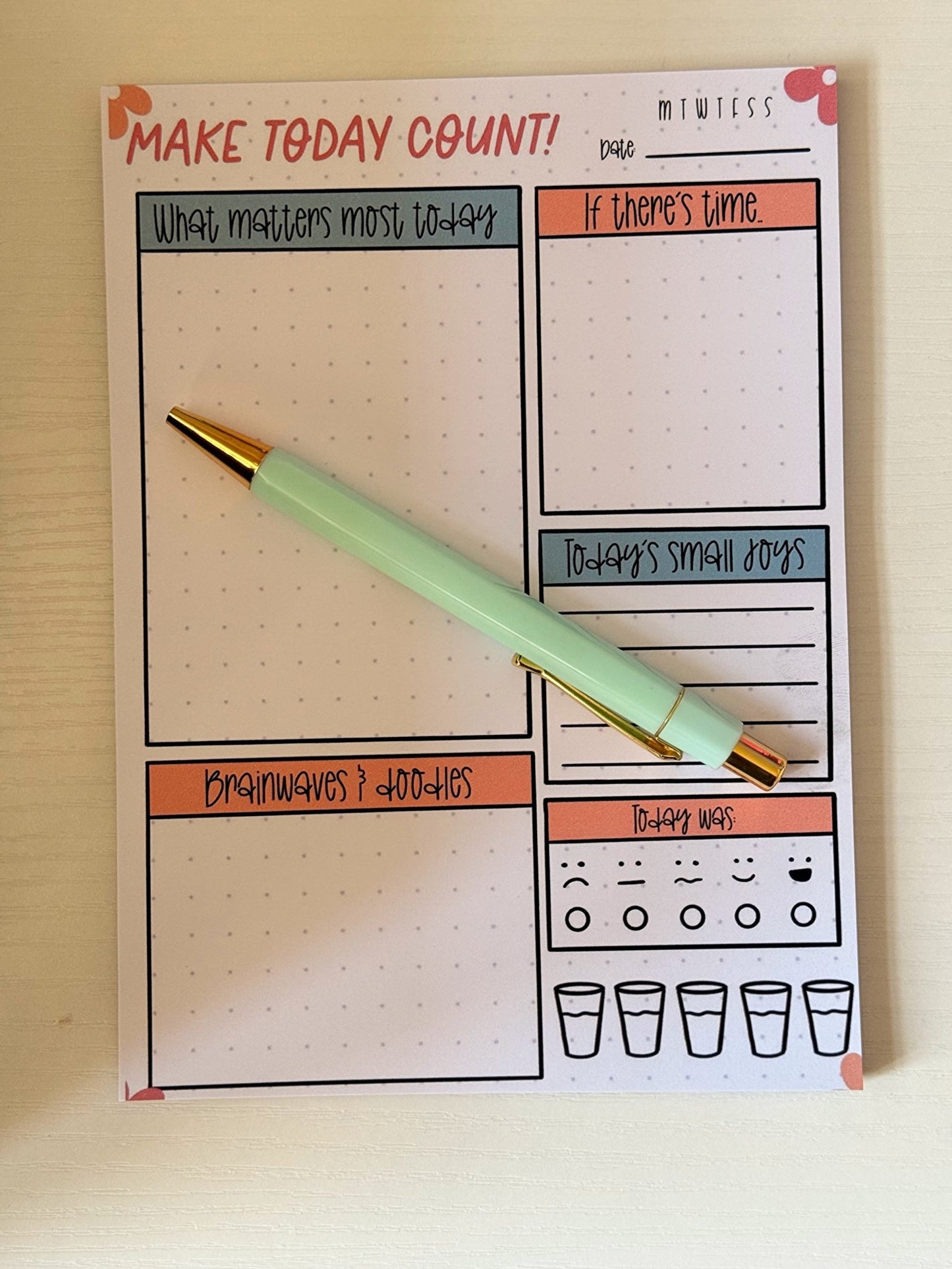 A5 Daily Planner Notepad – Gentle Daily Planning - Coquette Cloud Co