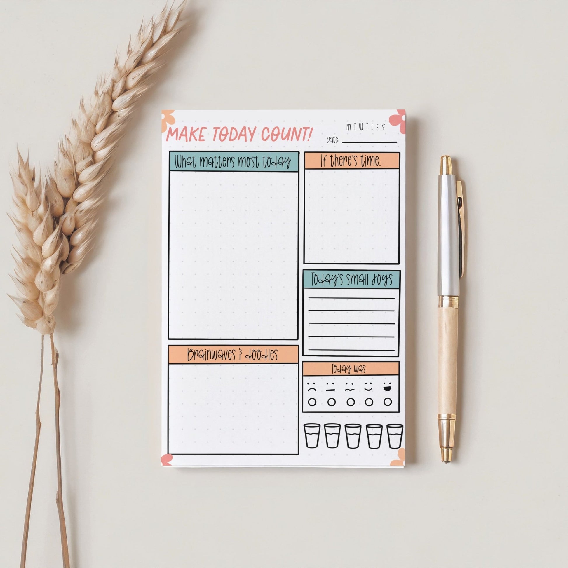 A5 Daily Planner Notepad – Gentle Daily Planning - Coquette Cloud Co