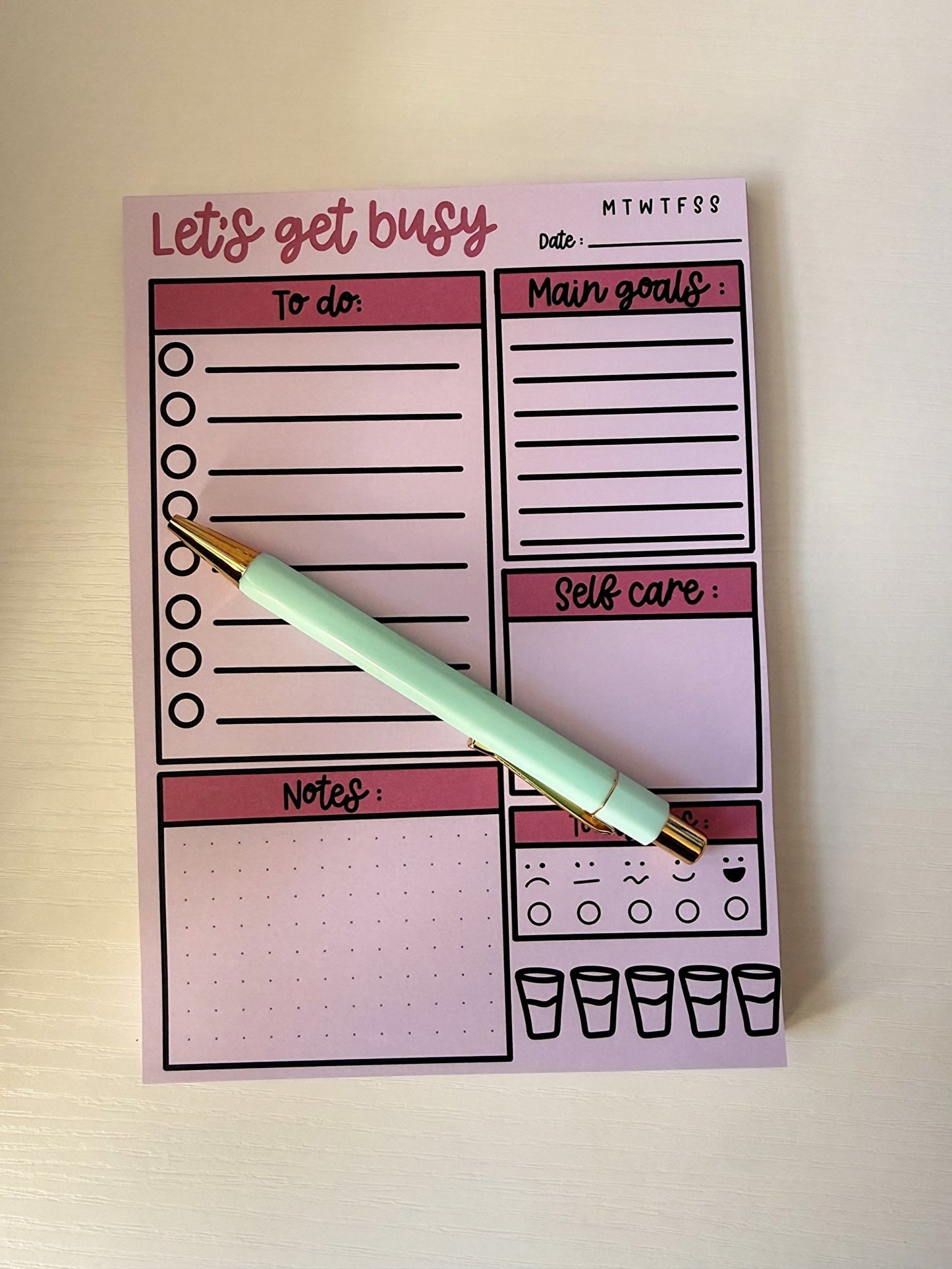 A5 Daily Planner Notepad – Gentle Daily Planning - Coquette Cloud Co
