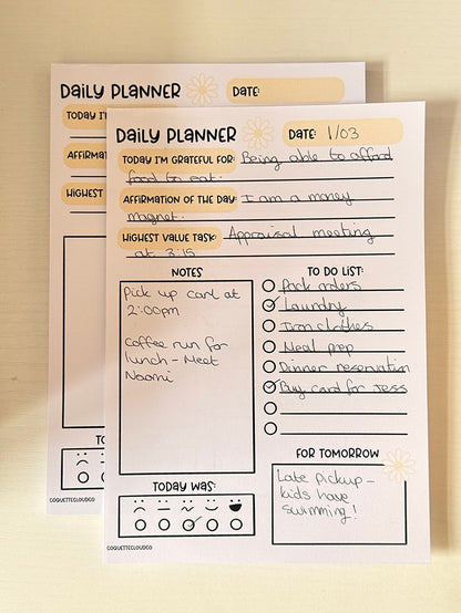 A5 Daily Planner Notepad with Gratitude - Coquette Cloud Co