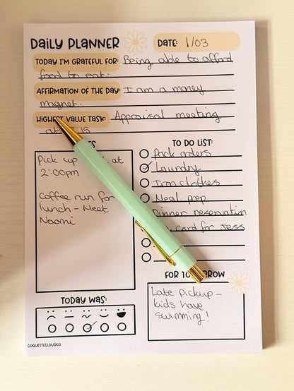 A5 Daily Planner Notepad with Gratitude - Coquette Cloud Co