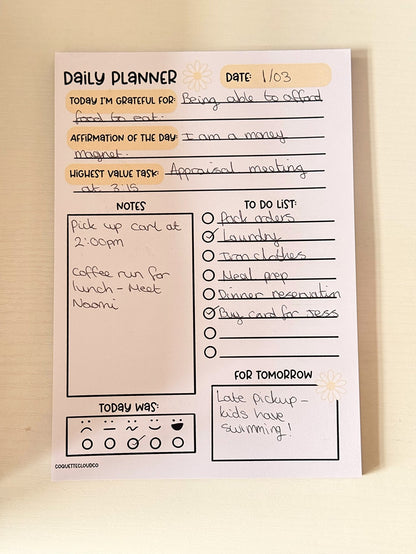 A5 Daily Planner Notepad with Gratitude - Coquette Cloud Co
