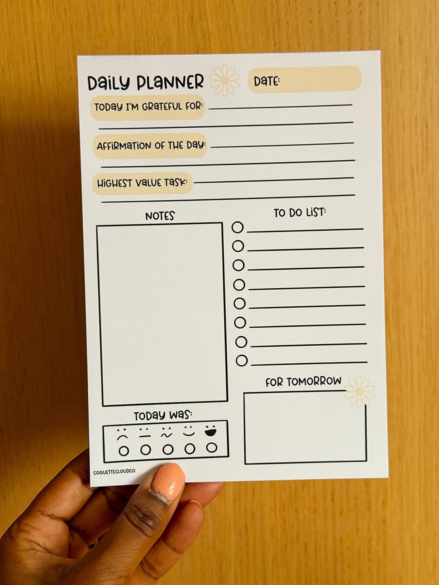 A5 Daily Planner Notepad with Gratitude - Coquette Cloud Co