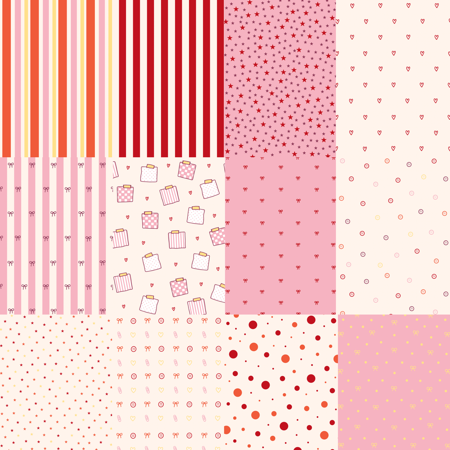 A5 Pink/Red Patterns Scrapbook Paper Pack - Coquette Cloud Co
