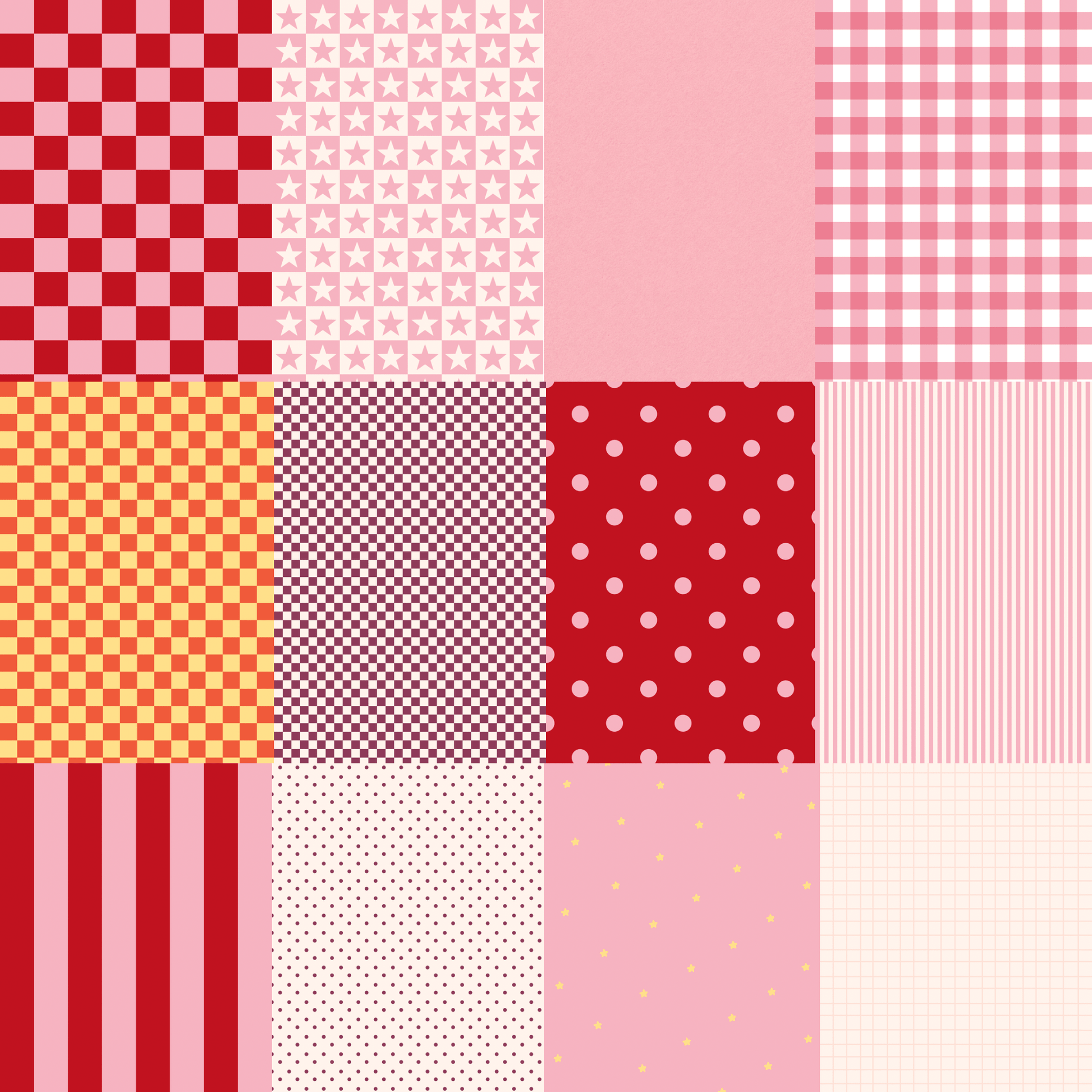 A5 Pink/Red Patterns Scrapbook Paper Pack - Coquette Cloud Co