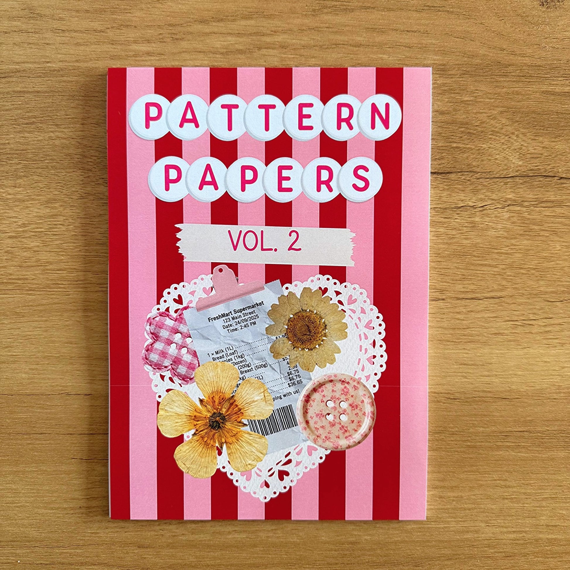 A5 Pink/Red Patterns Scrapbook Paper Pack - Coquette Cloud Co
