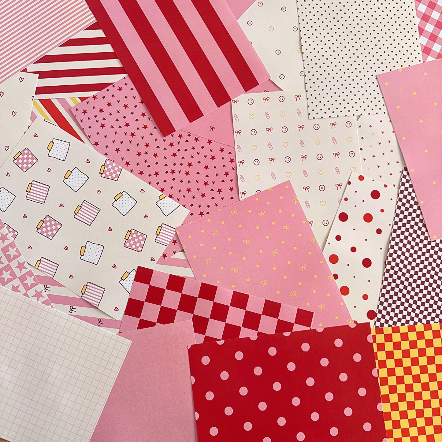 A5 Pink/Red Patterns Scrapbook Paper Pack - Coquette Cloud Co
