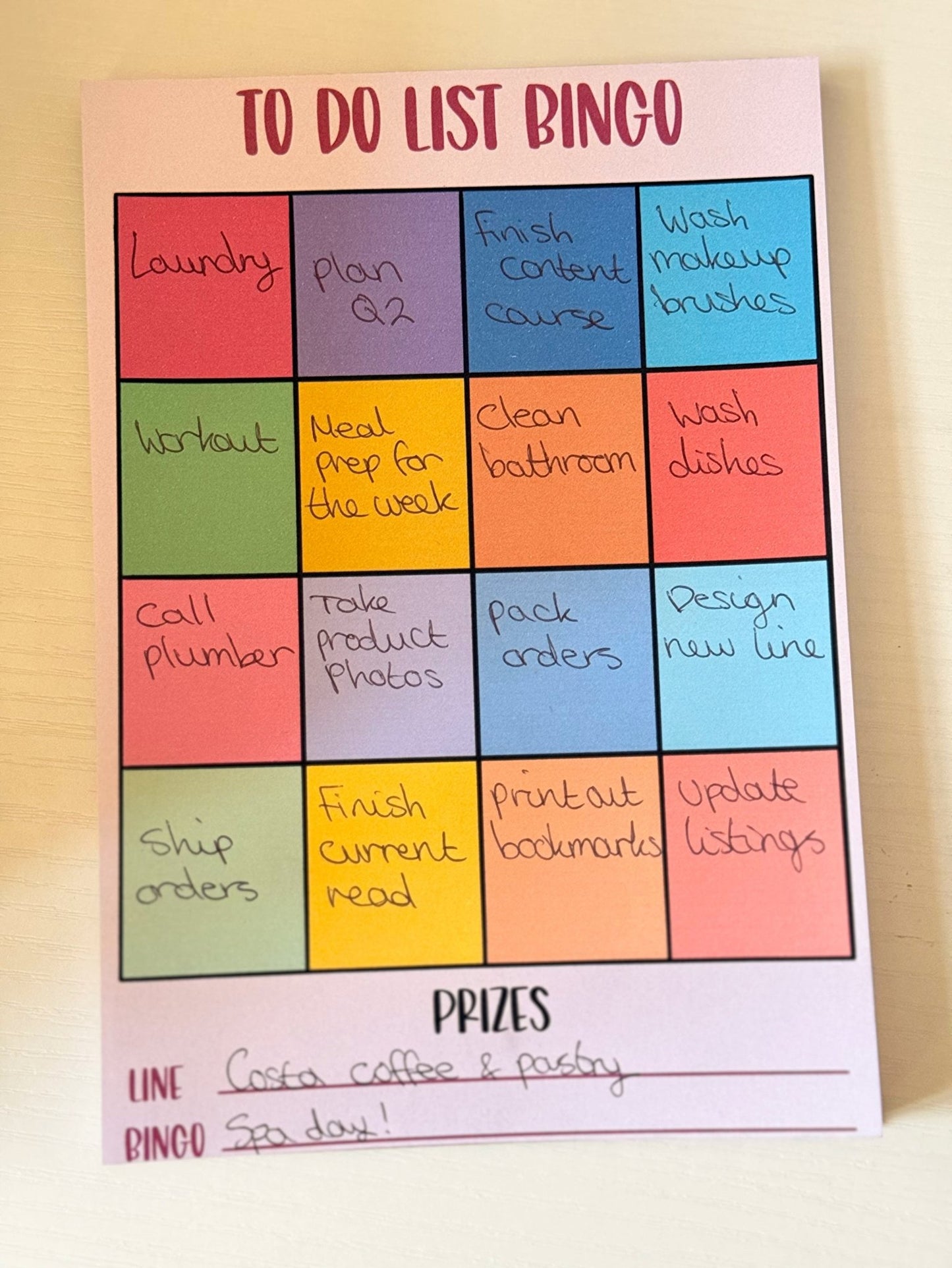 A5 To Do List Bingo Notepad - Coquette Cloud Co
