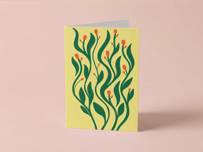 Abstract Botanical Modern Leaf Greeting Card - Coquette Cloud Co