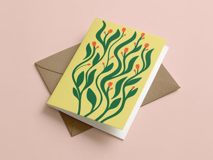Abstract Botanical Modern Leaf Greeting Card - Coquette Cloud Co