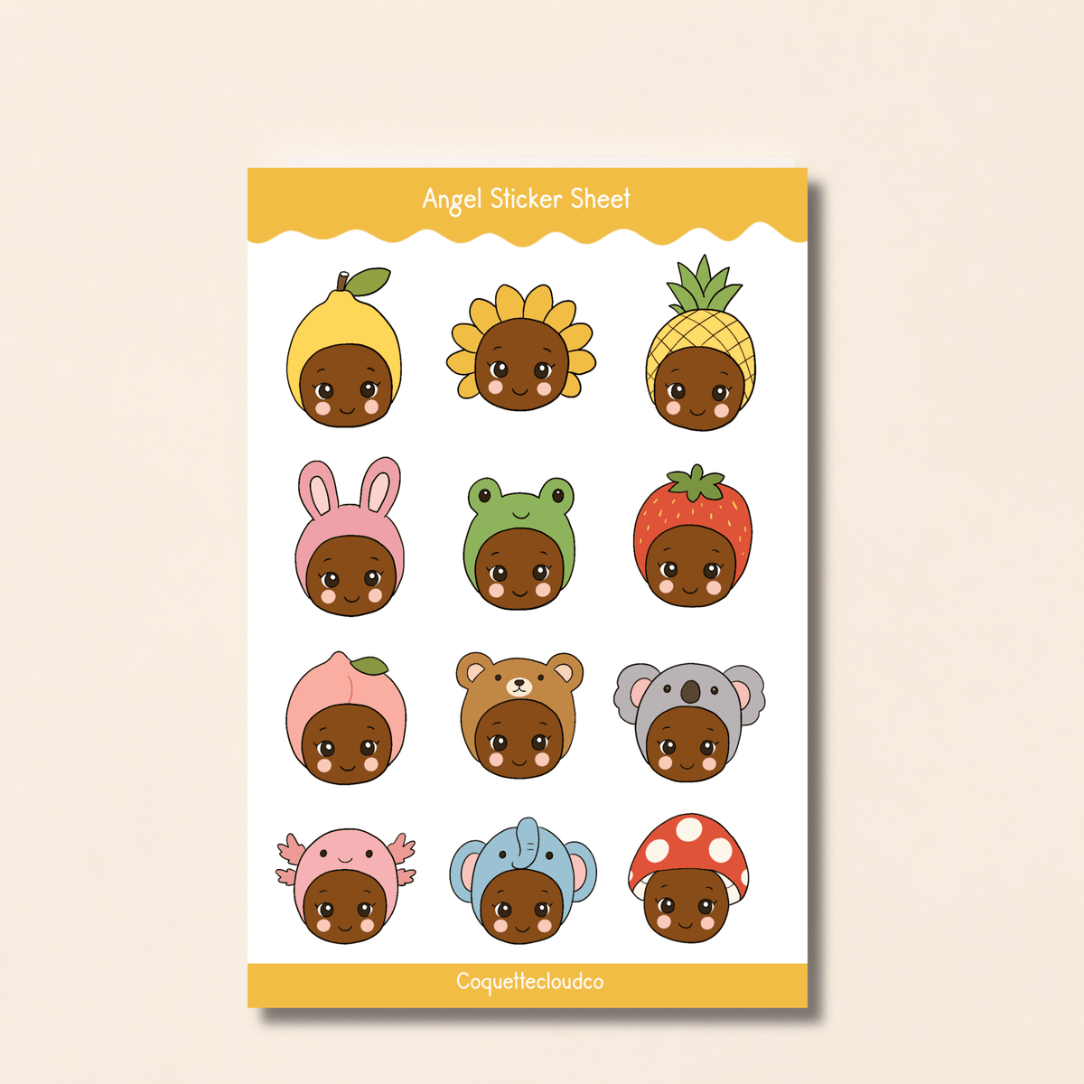 Angel Doll Face Sticker Sheet - Coquette Cloud Co