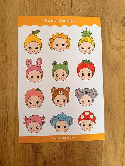 Angel Doll Face Sticker Sheet - Coquette Cloud Co