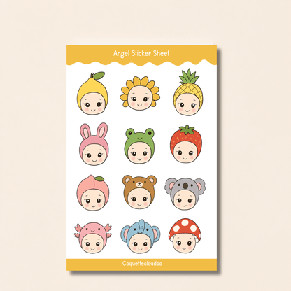 Angel Doll Face Sticker Sheet - Coquette Cloud Co