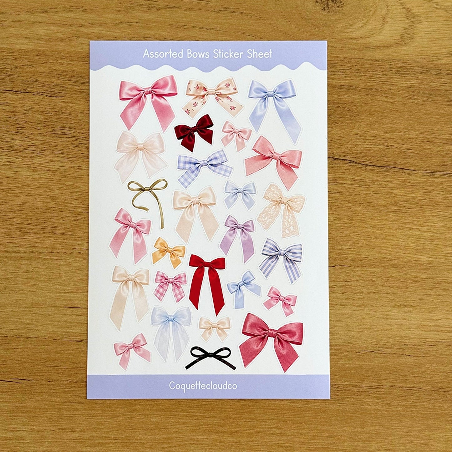 Assorted Bows Sticker Sheet - Coquette Cloud Co