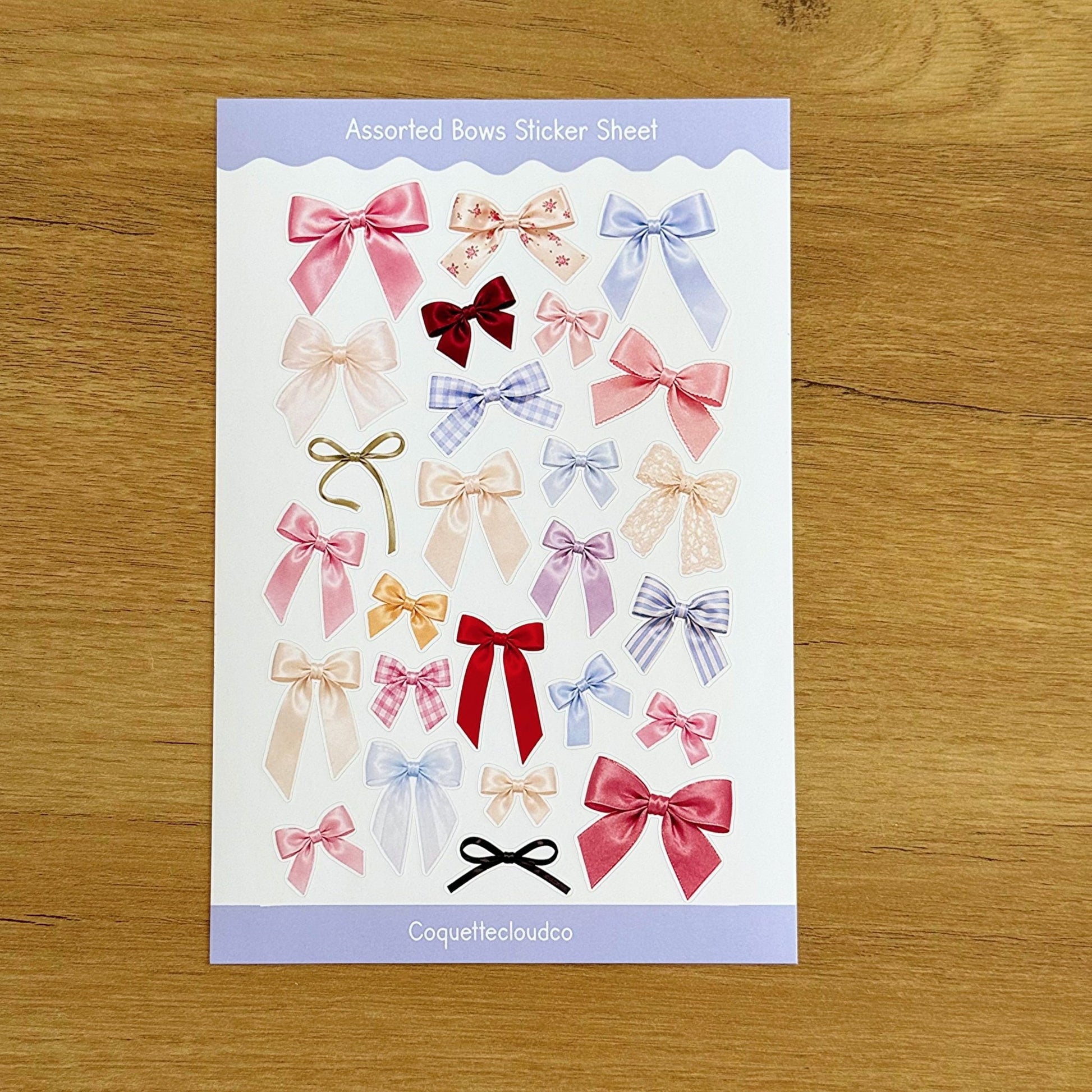 Assorted Bows Sticker Sheet - Coquette Cloud Co