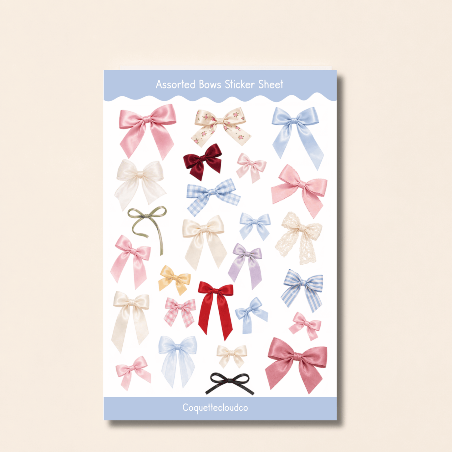 Assorted Bows Sticker Sheet - Coquette Cloud Co