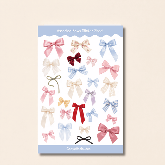 Assorted Bows Sticker Sheet - Coquette Cloud Co