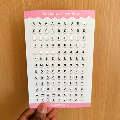 Beaded Letters Sticker Sheet - Coquette Cloud Co