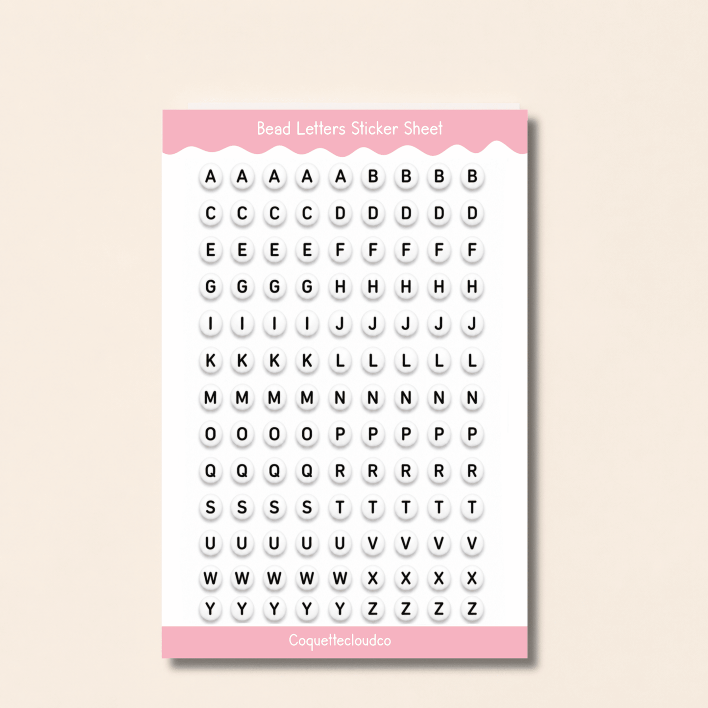 Beaded Letters Sticker Sheet - Coquette Cloud Co