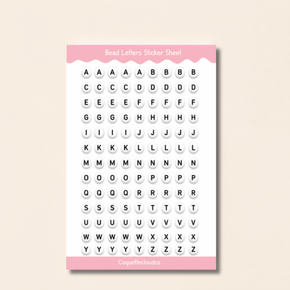 Beaded Letters Sticker Sheet - Coquette Cloud Co