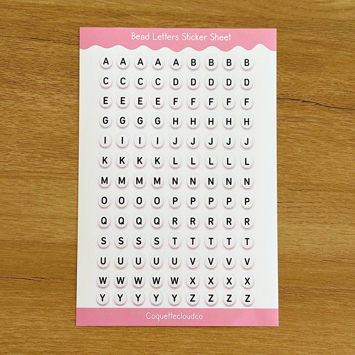 Beaded Letters Sticker Sheet - Coquette Cloud Co