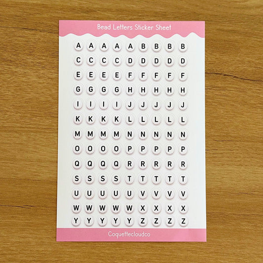 Beaded Letters Sticker Sheet - Coquette Cloud Co