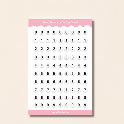 Beaded Numbers Sticker Sheet - Coquette Cloud Co