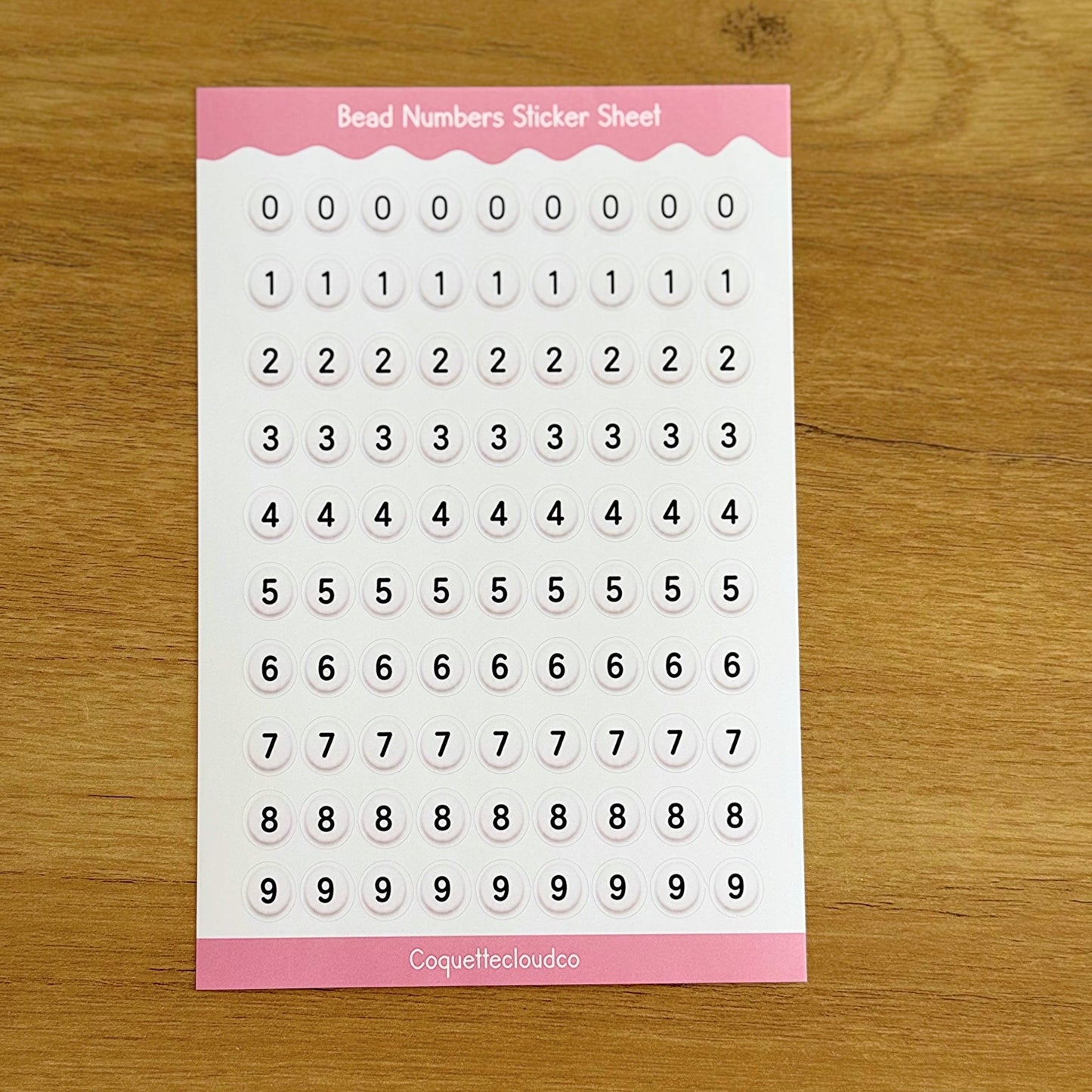 Beaded Numbers Sticker Sheet - Coquette Cloud Co