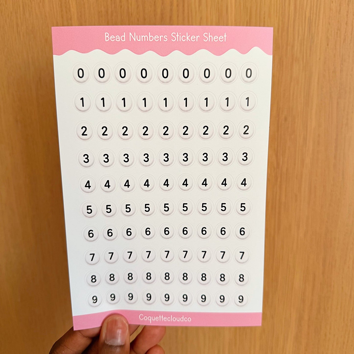 Beaded Numbers Sticker Sheet - Coquette Cloud Co
