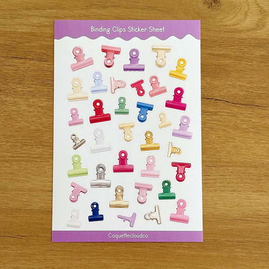 Binding Clips Sticker Sheet - Coquette Cloud Co