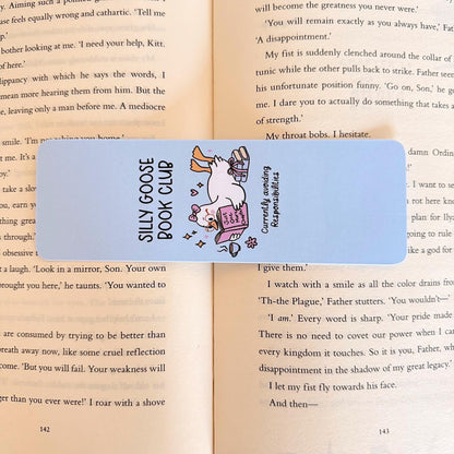Blue Silly Goose Book Club Bookmark - Coquette Cloud Co
