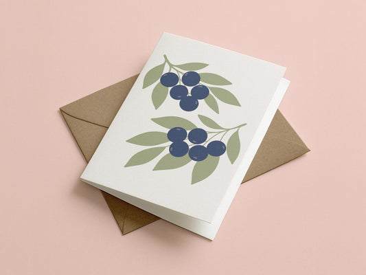 Blueberry Minimalist Botanical Greeting Card - Coquette Cloud Co